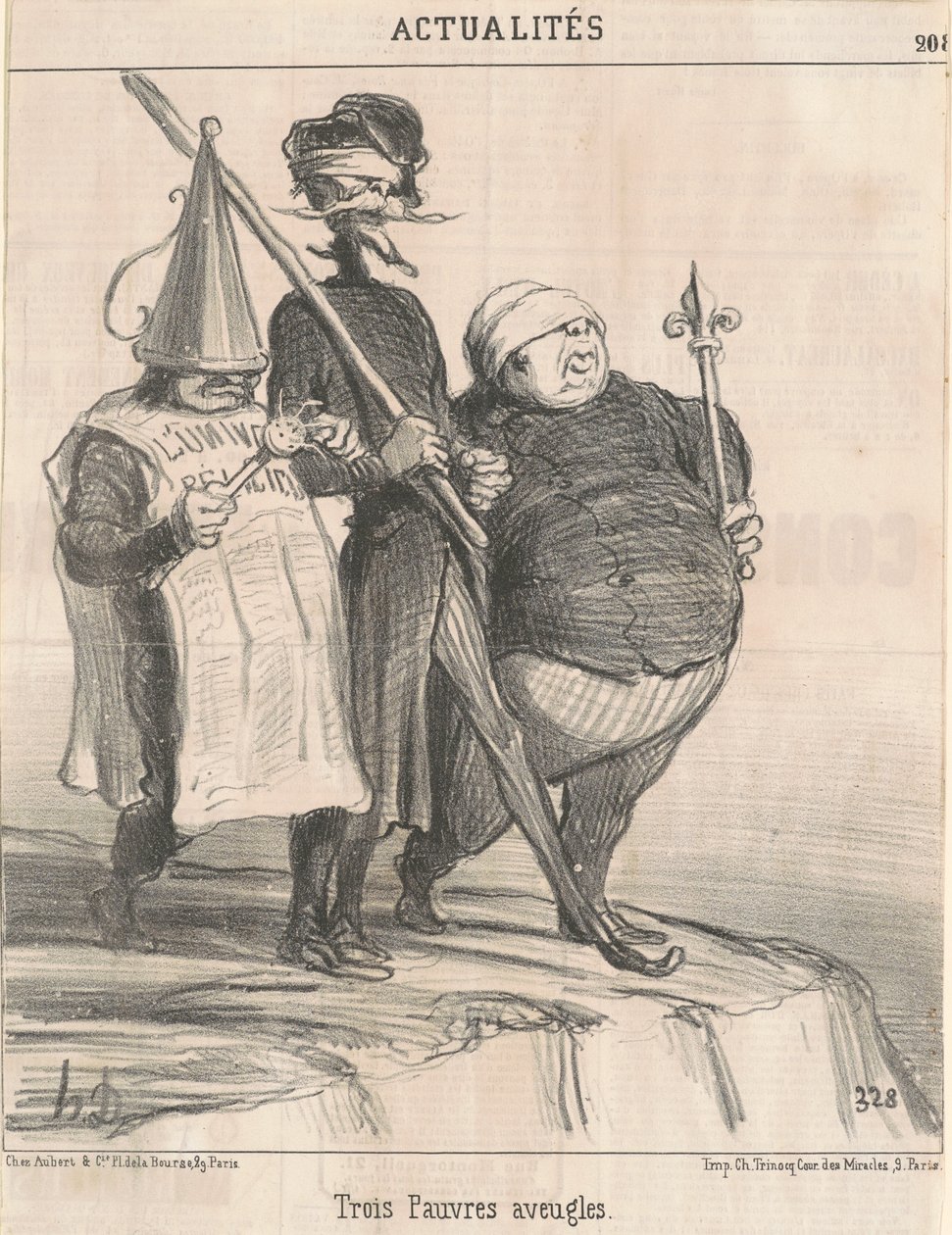 Tři chudí slepí lidé od Honoré Daumier