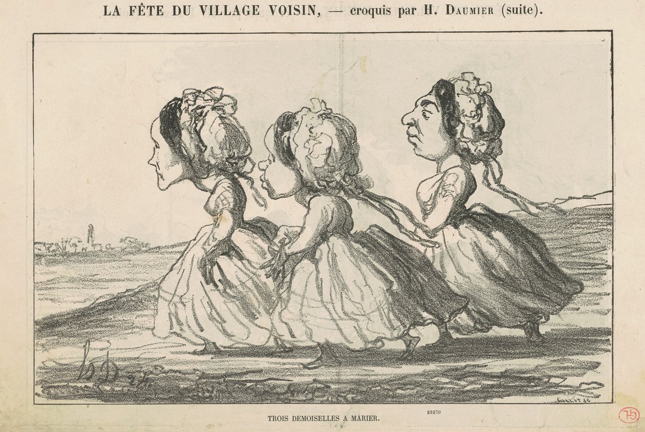 Tři družičky; Buržoazní rodina přesvědčena... od Honoré Daumier