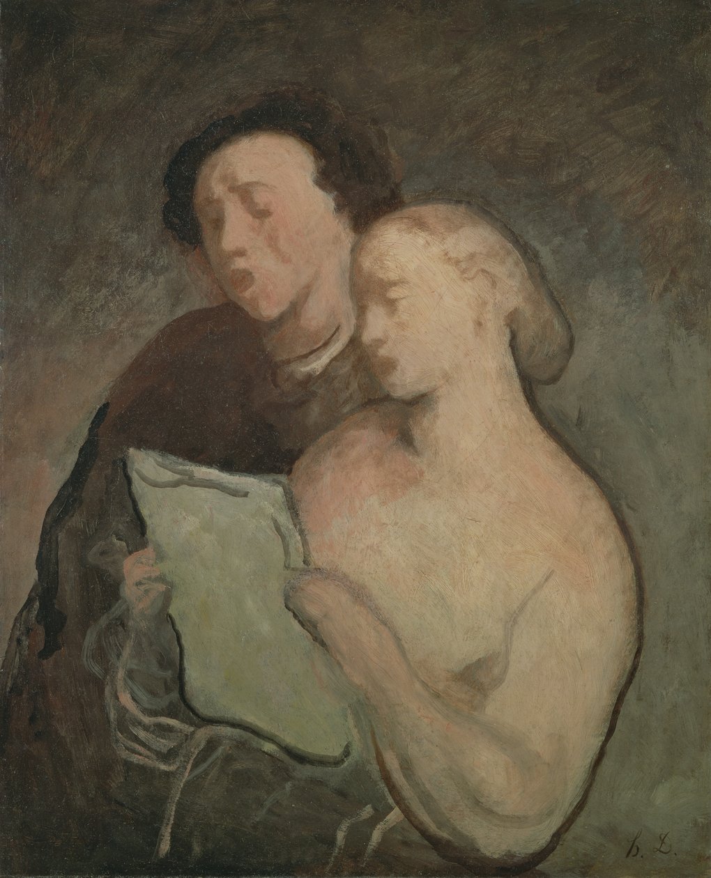 Dva zpěváci, kolem 1850-60 od Honoré Daumier