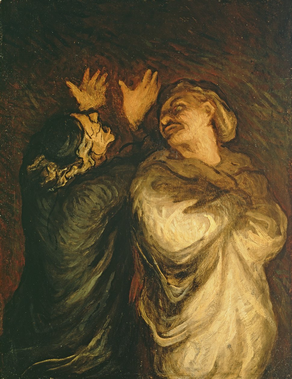 Un Scapin, 1860-62 (olej na panelu v kolébce) od Honoré Daumier