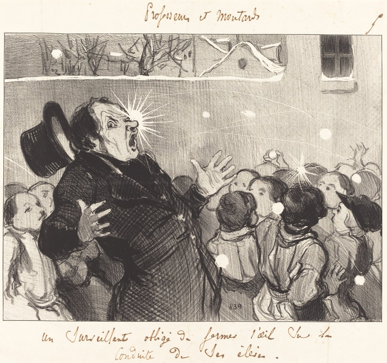 Dozorce nucen přimhouřit oko... od Honoré Daumier