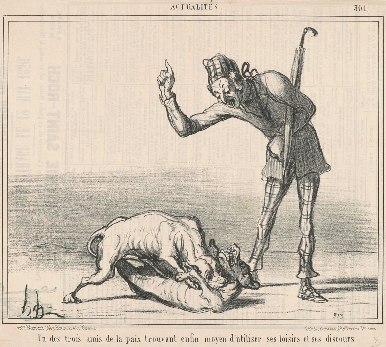 Jeden ze tří přátel míru... od Honoré Daumier