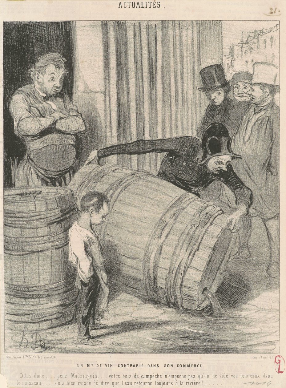 Obchodník s vínem rozrušený ve svém podnikání od Honoré Daumier