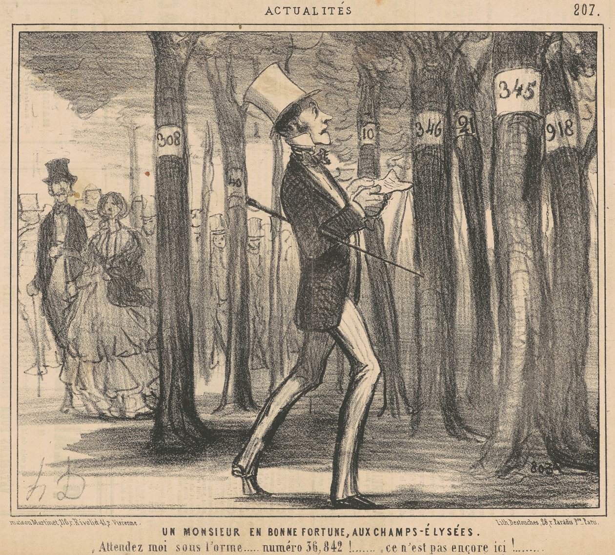 Gentleman, který má štěstí na Champs-Elysées od Honoré Daumier