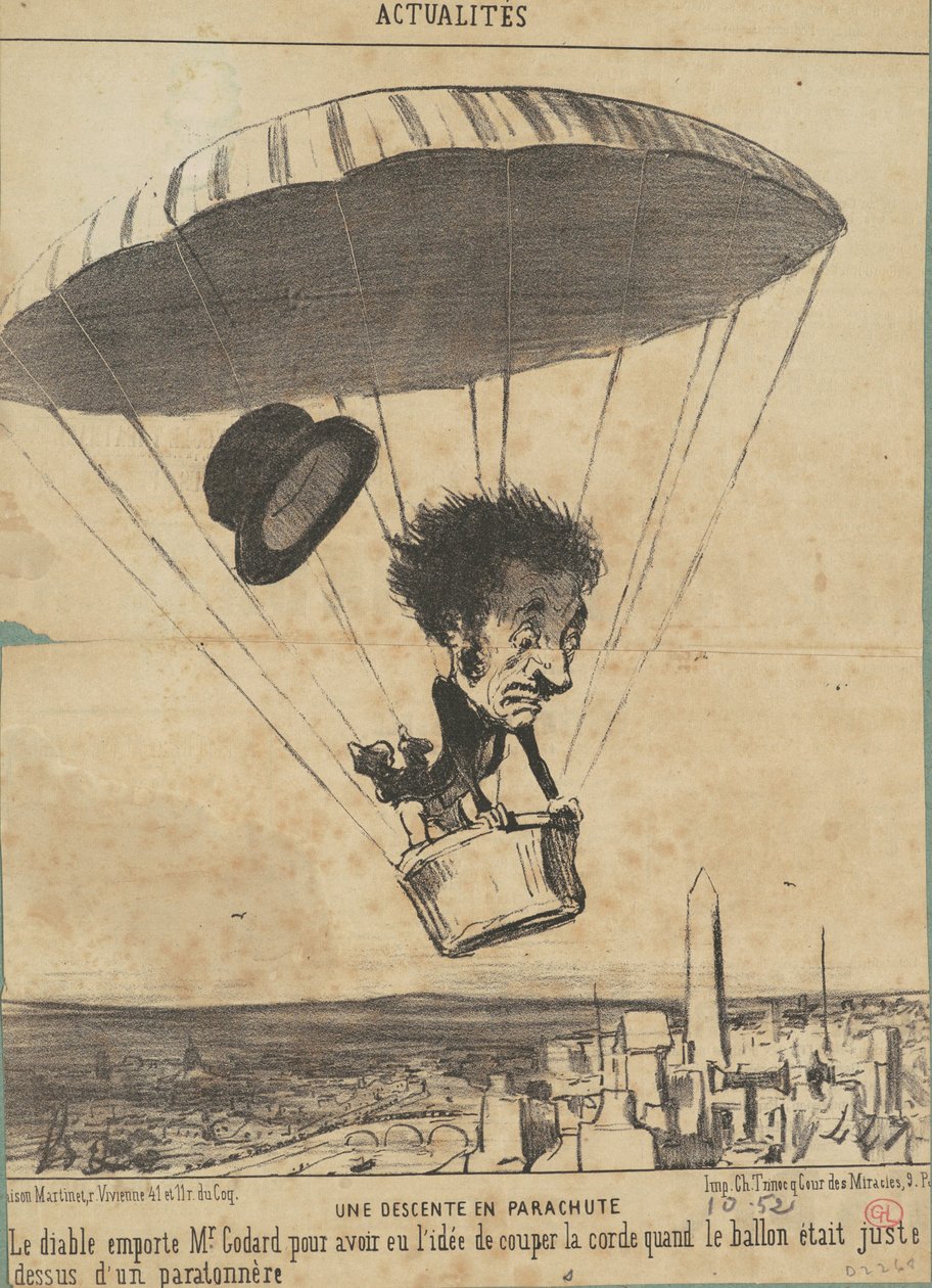 Sestup padákem od Honoré Daumier