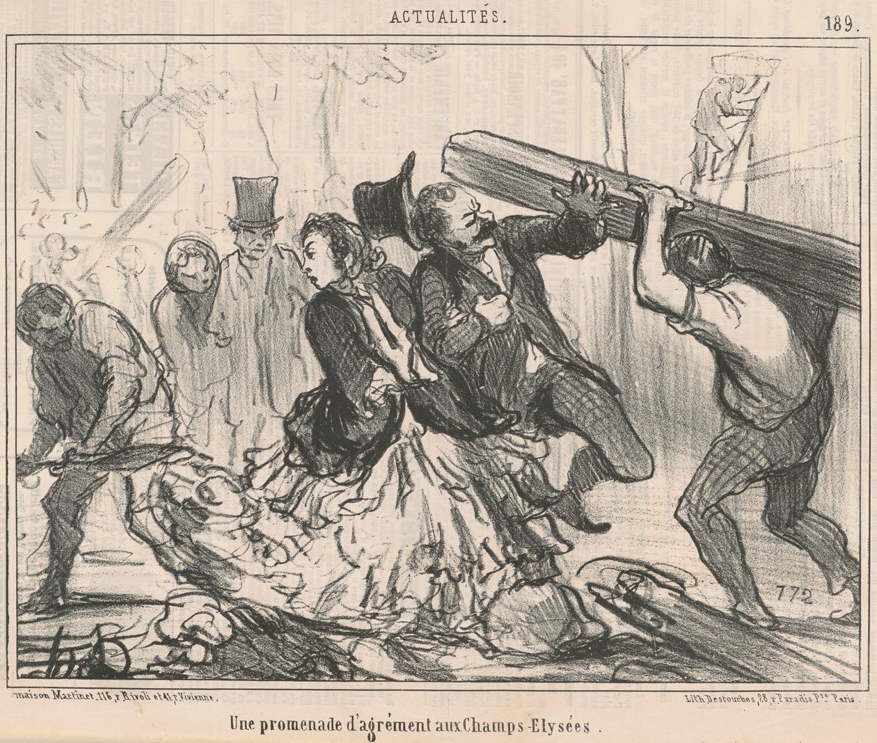 Příjemná procházka po Champs-Elysées od Honoré Daumier