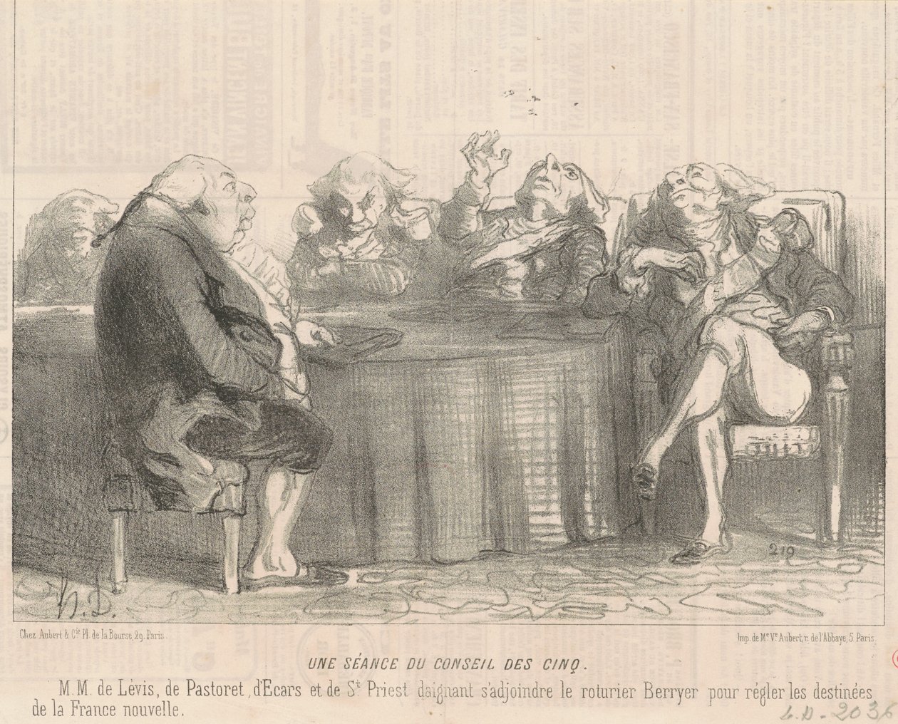Jednání pětičlenné rady od Honoré Daumier