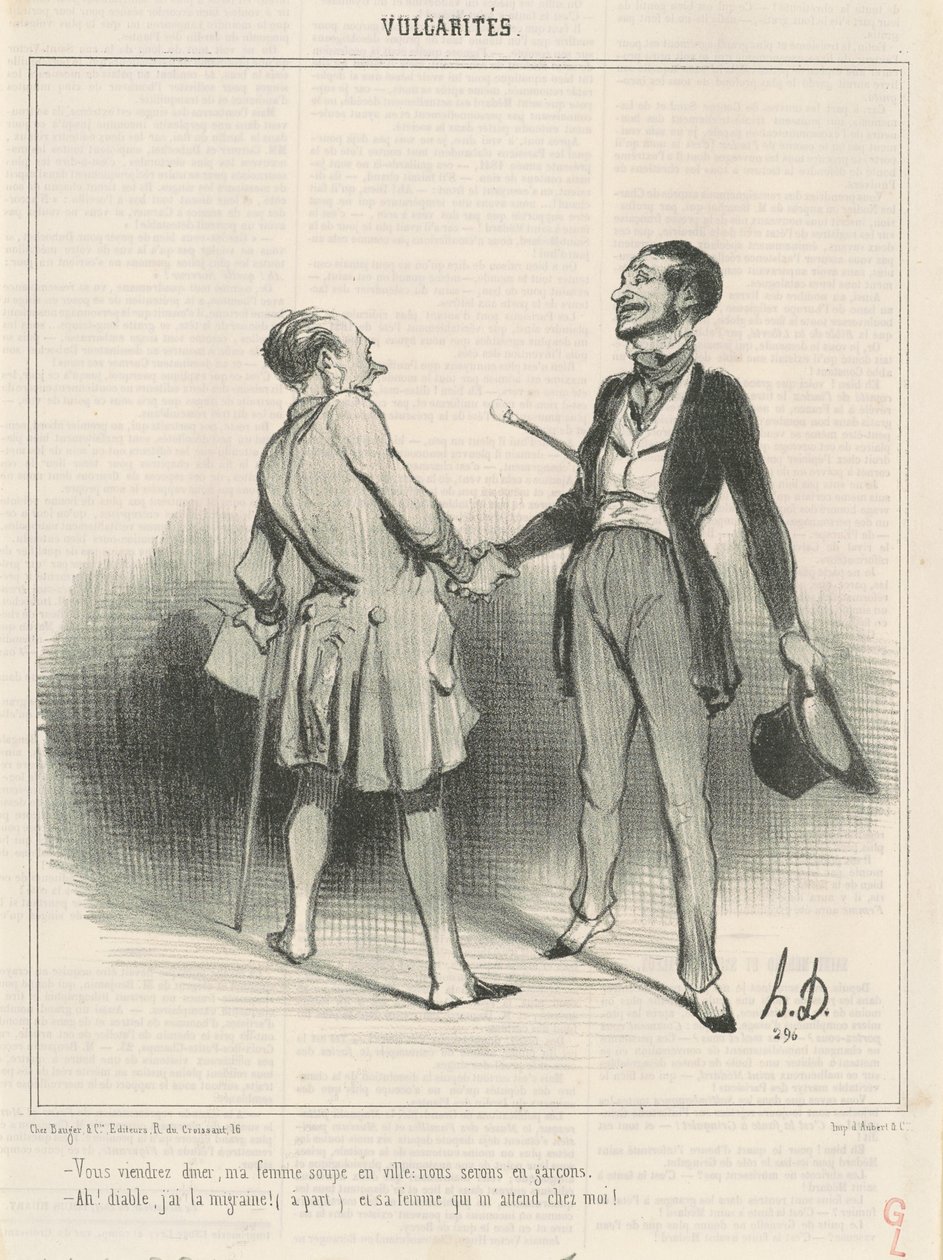 Přijdeš na večeři, moje žena večeří ve městě... od Honoré Daumier