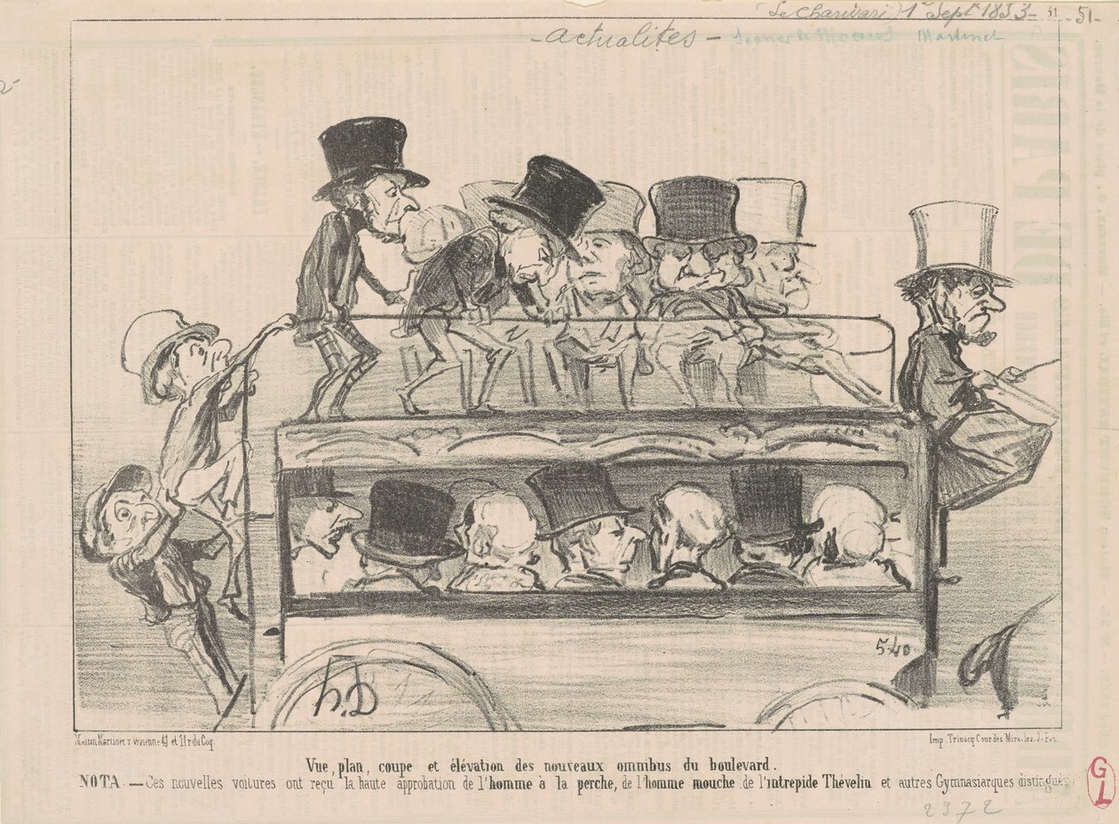 Pohled ... a výška ... omnibusů bulváru ... od Honoré Daumier
