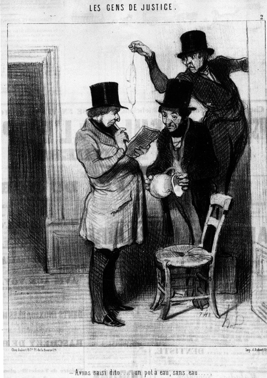 Zmocnili jsme se tohoto... hrnce s vodou, bez vody..., převzatého ze série kreslených filmů o spravedlnosti „Gens de Justice“ od Honore Daumier (1808-1879). "Serenáda" od Honoré Daumier