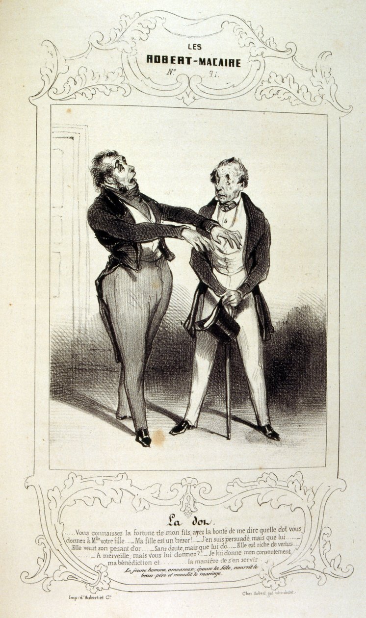 ilustrace o myšlenkách a legendách Philipon pod názvem Les Cent a Robert Macaire od Honoré Daumier