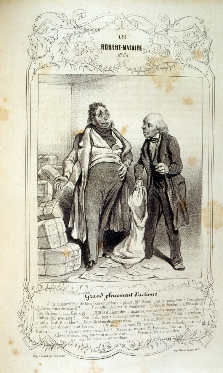 ilustrace o myšlenkách a legendách Philipon pod názvem Les Cent a Robert Macaire od Honoré Daumier