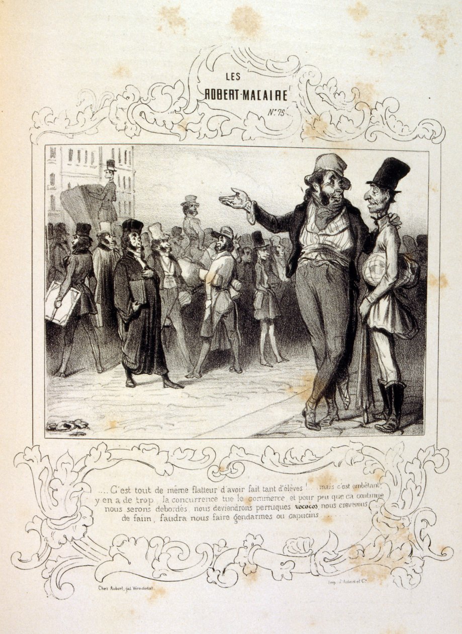 ilustrace o myšlenkách a legendách Philipon pod názvem Les Cent a Robert Macaire od Honoré Daumier