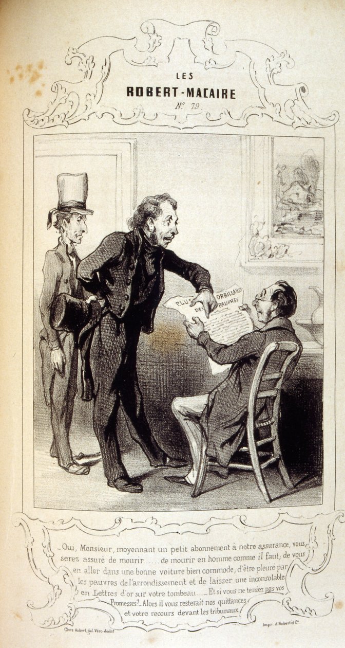 ilustrace o myšlenkách a legendách Philipon pod názvem Les Cent a Robert Macaire od Honoré Daumier