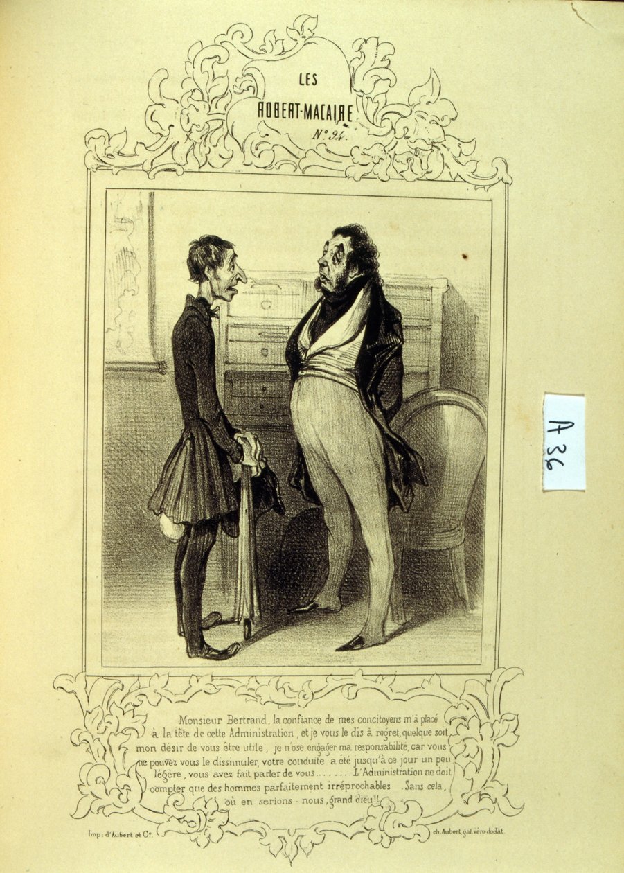 ilustrace o myšlenkách a legendách Philipon pod názvem Les Cent a Robert Macaire od Honoré Daumier
