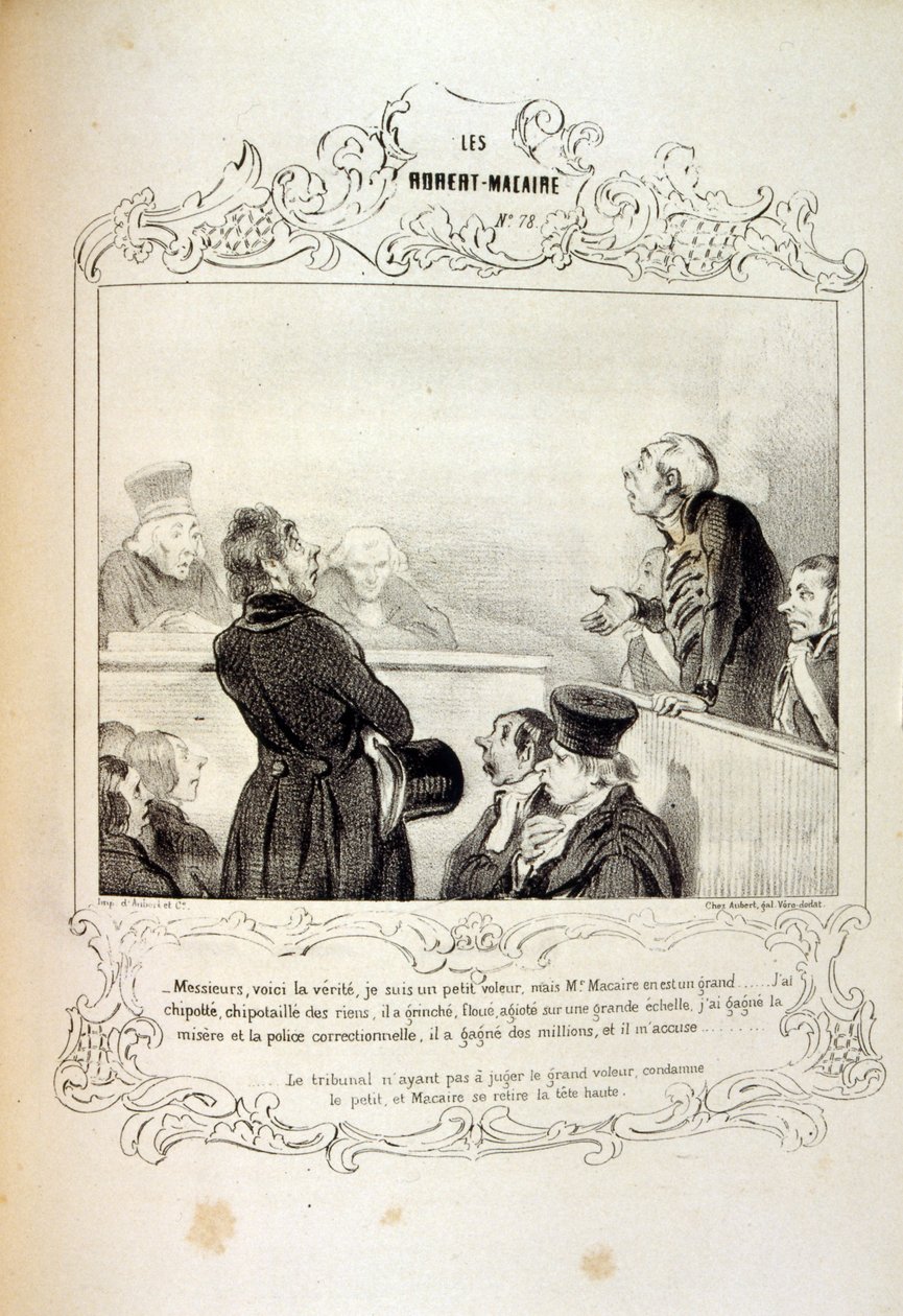 ilustrace o myšlenkách a legendách Philipon pod názvem Les Cent a Robert Macaire od Honoré Daumier