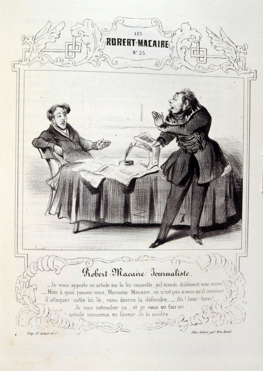 ilustrace o myšlenkách a legendách Philipon pod názvem Les Cent a Robert Macaire od Honoré Daumier