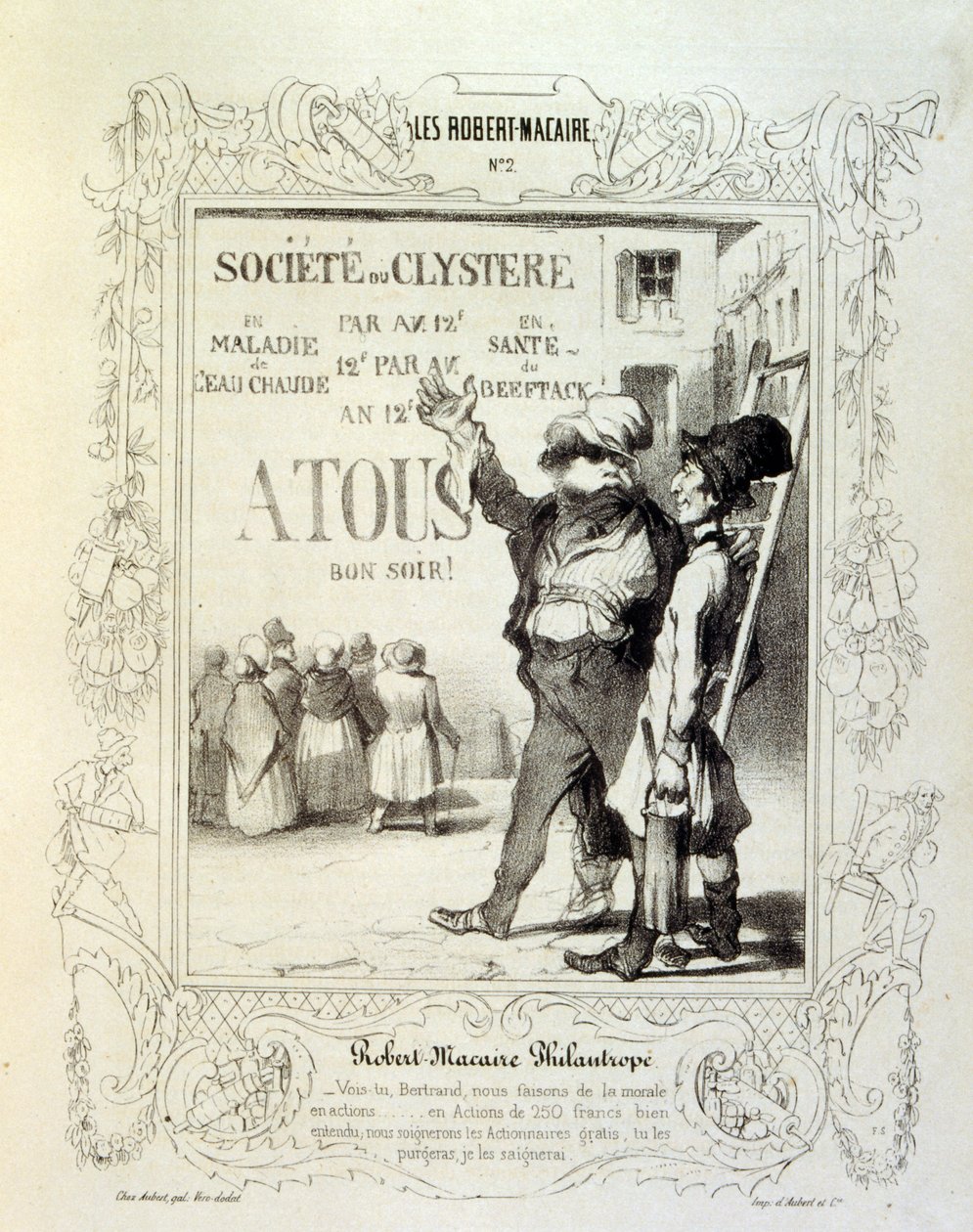 ilustrace o myšlenkách a legendách Philipon pod názvem Les Cent a Robert Macaire od Honoré Daumier