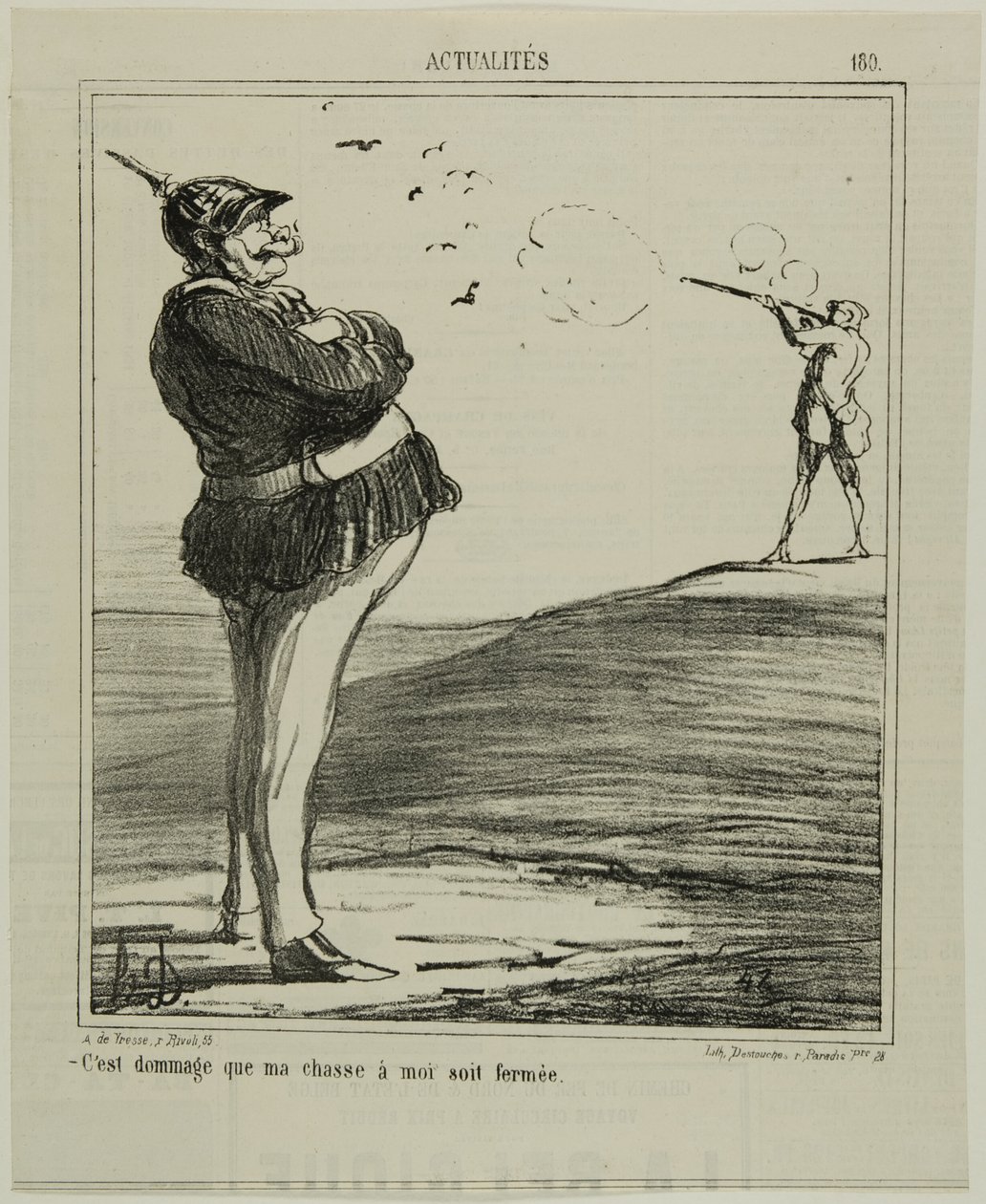 "-Jaká škoda, že nemohu jít na lov," talíř 180 z Actualitiés od Honoré Victorin Daumier