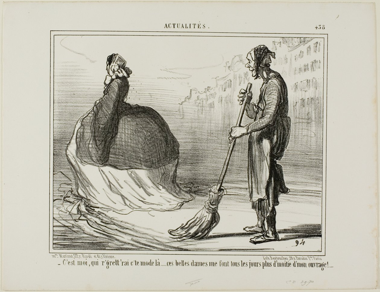 "- litoval bych, kdyby tento mód jednoho dne vyšel z módy... tyhle dámy dělají polovinu mé práce!"," talíř 438 z Actualités od Honoré Victorin Daumier