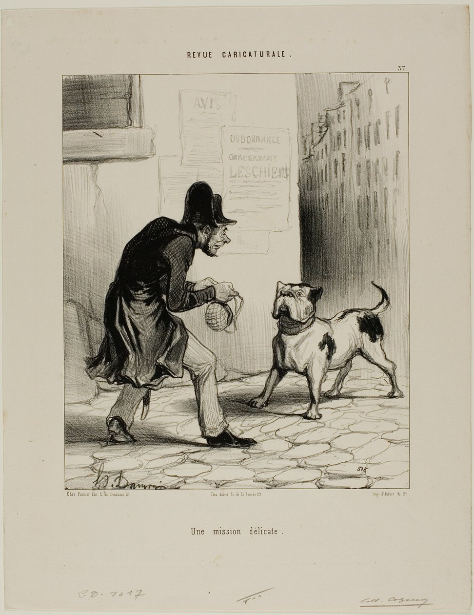 Křehký úkol, deska 37 z Revue Caricaturale od Honoré Victorin Daumier