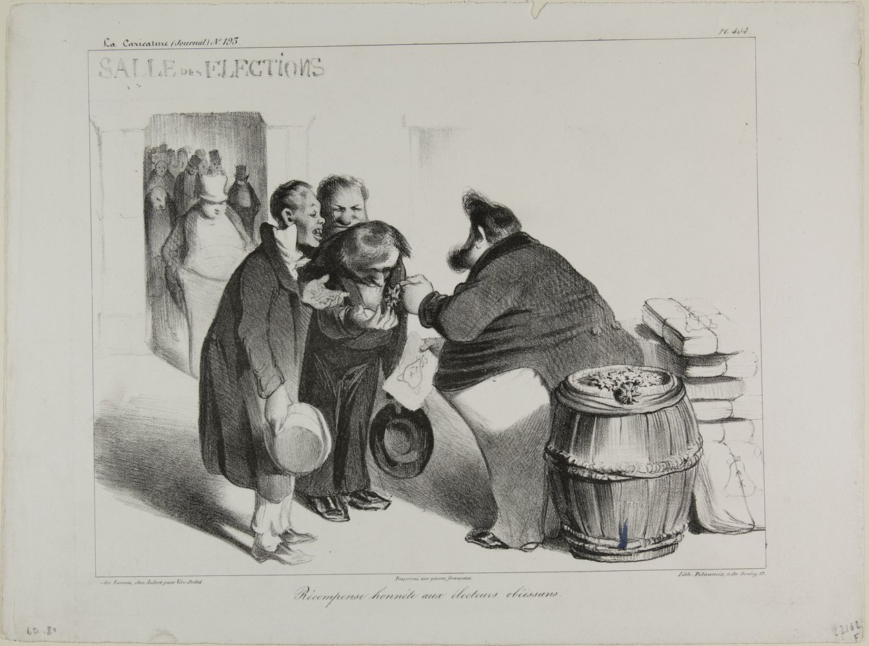 Spravedlivá odměna poslušným voličům, deska 404 od Honoré Victorin Daumier