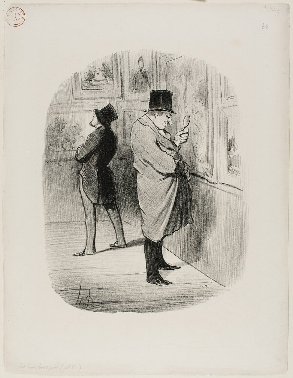 Pravý milovník umění, talíř 66 z knihy Les Bons Bourgeois od Honoré Victorin Daumier