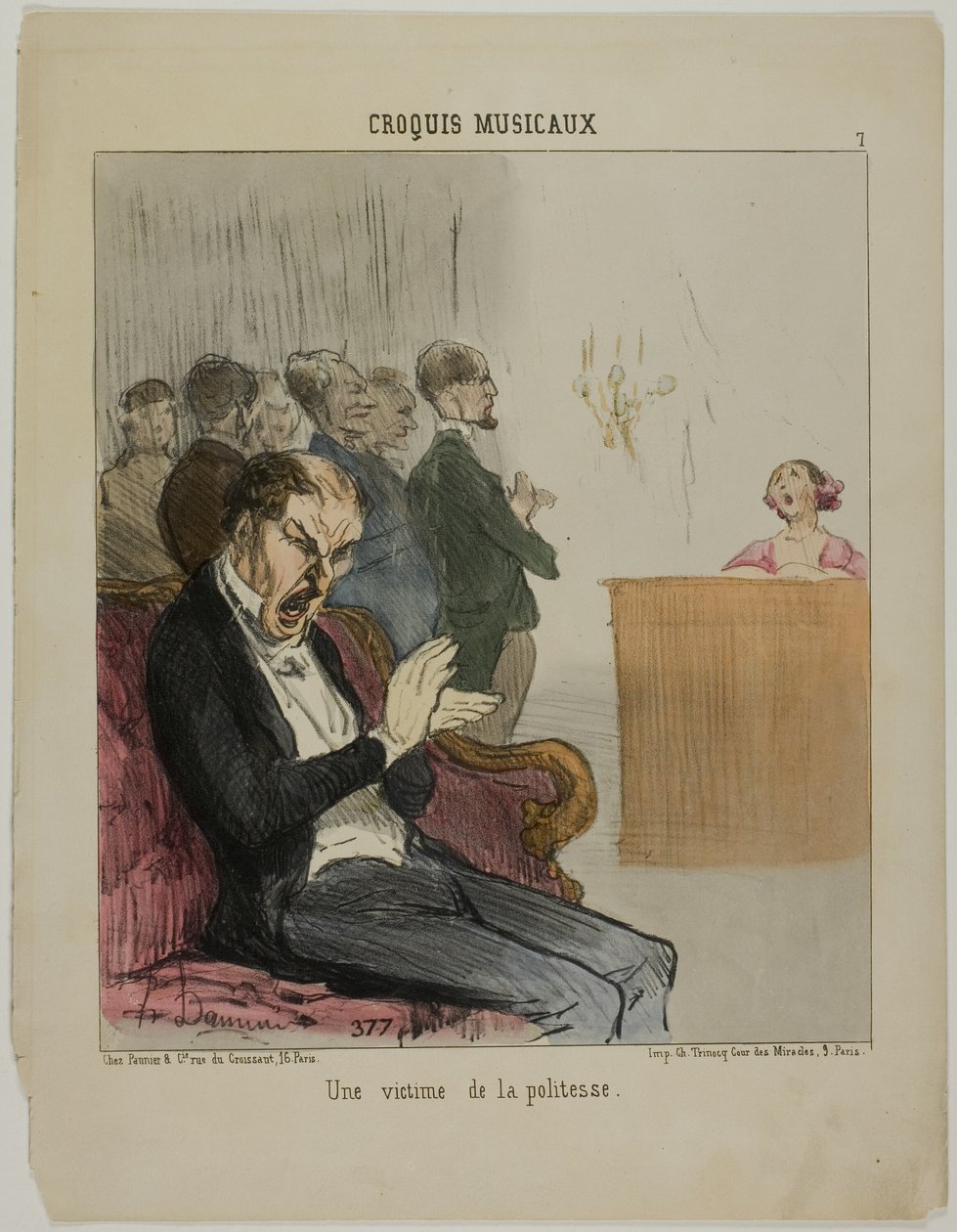 Oběť vlastní zdvořilosti, deska 7 z Croquis Musicaux od Honoré Victorin Daumier
