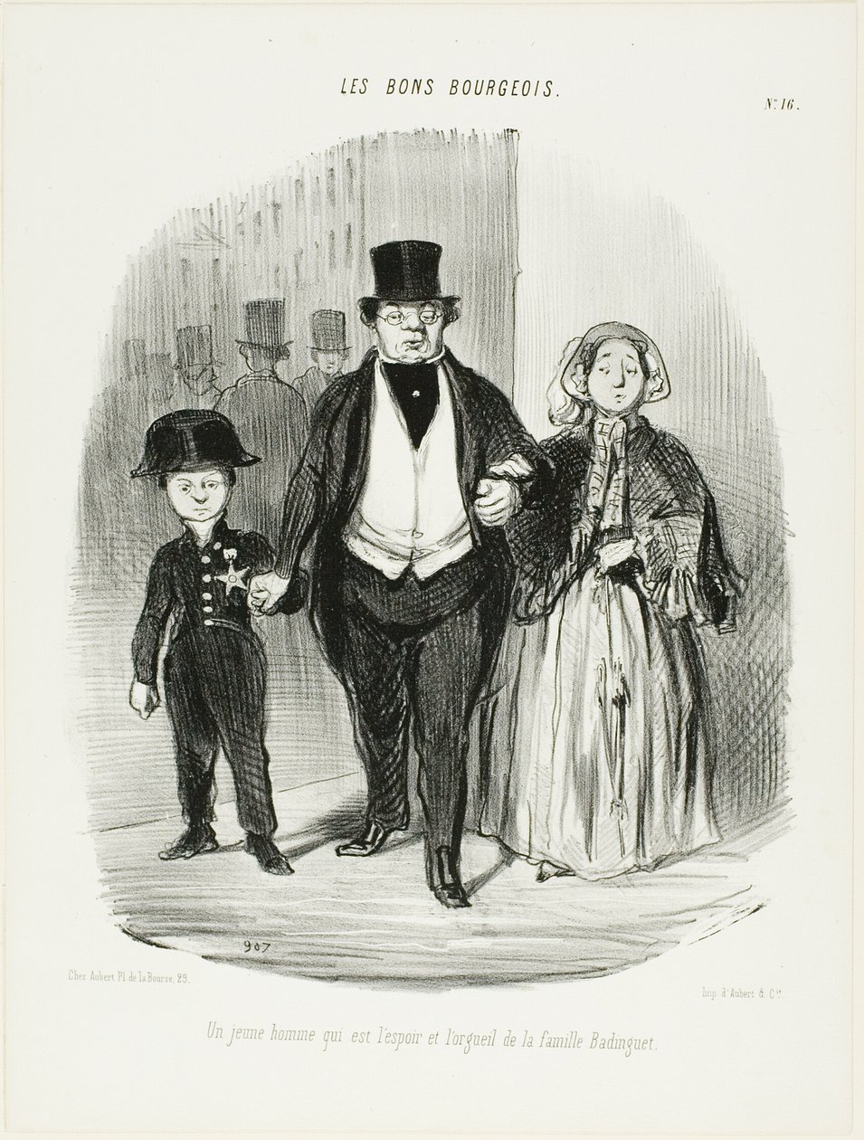 Mladý muž, který je pýchou a nadějí rodiny Badinguetů, deska 16 z knihy Les Bons Bourgeois od Honoré Victorin Daumier