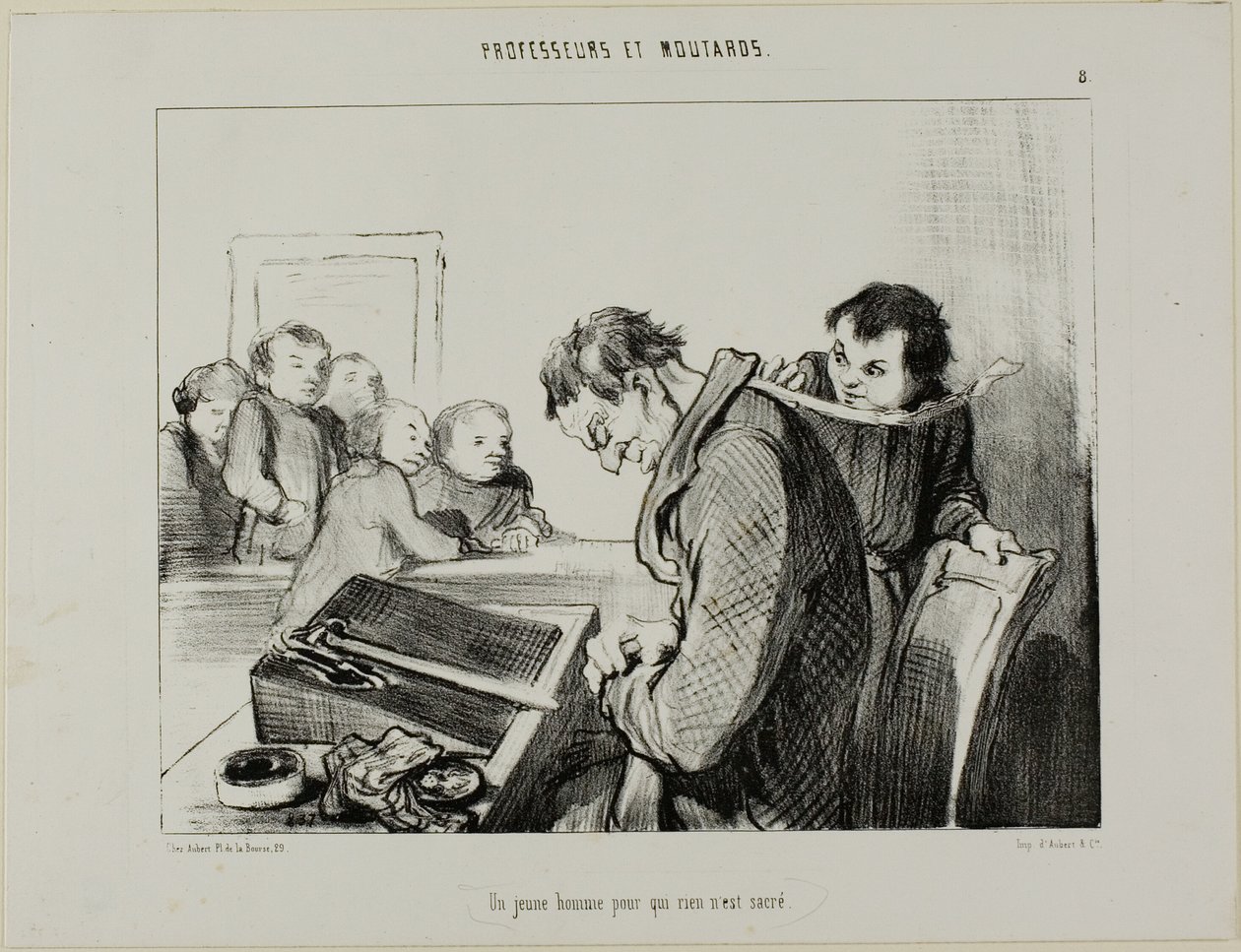 Mladý muž, kterému není nic svaté, deska 8 z knihy Professeurs Et Moutards od Honoré Victorin Daumier