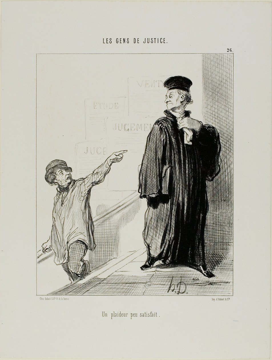 Poněkud nespokojený účastník řízení, deska 26 z knihy Les Gens De Justice od Honoré Victorin Daumier