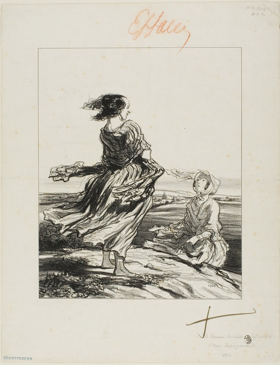 Aktivistka, od Les Femmes Socialistes od Honoré Victorin Daumier