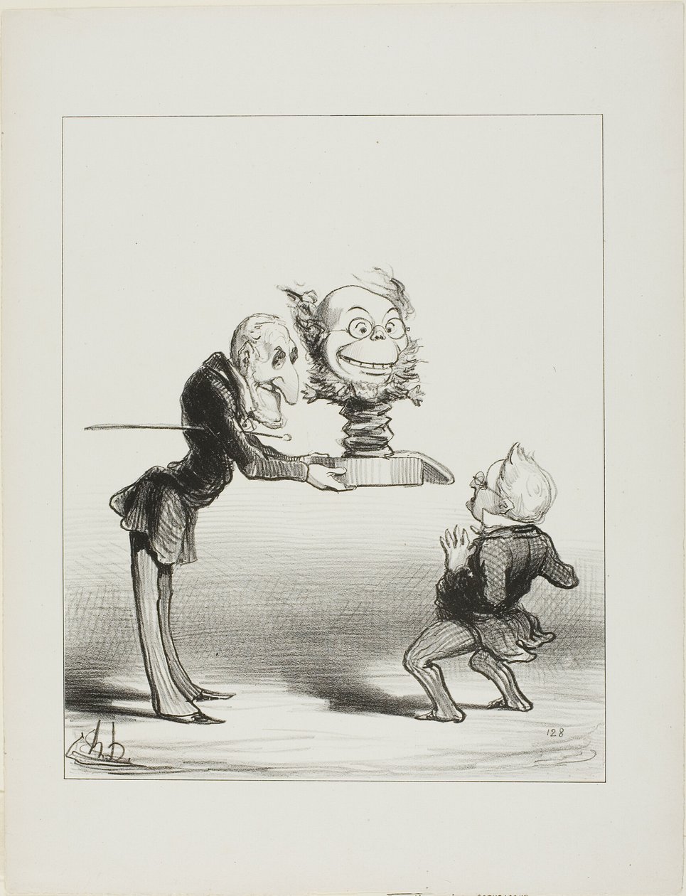 Otec Molé přináší novoroční dárky malému Thiersovi, talíř 62 z Actualités od Honoré Victorin Daumier