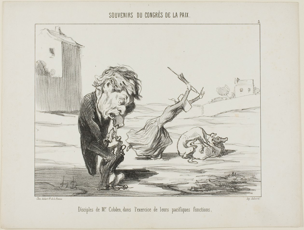 Stoupenci pana Cobdena, kteří vykonávají své mírové funkce, deska 5 ze Souvenirs Du Congres De La Paix od Honoré Victorin Daumier
