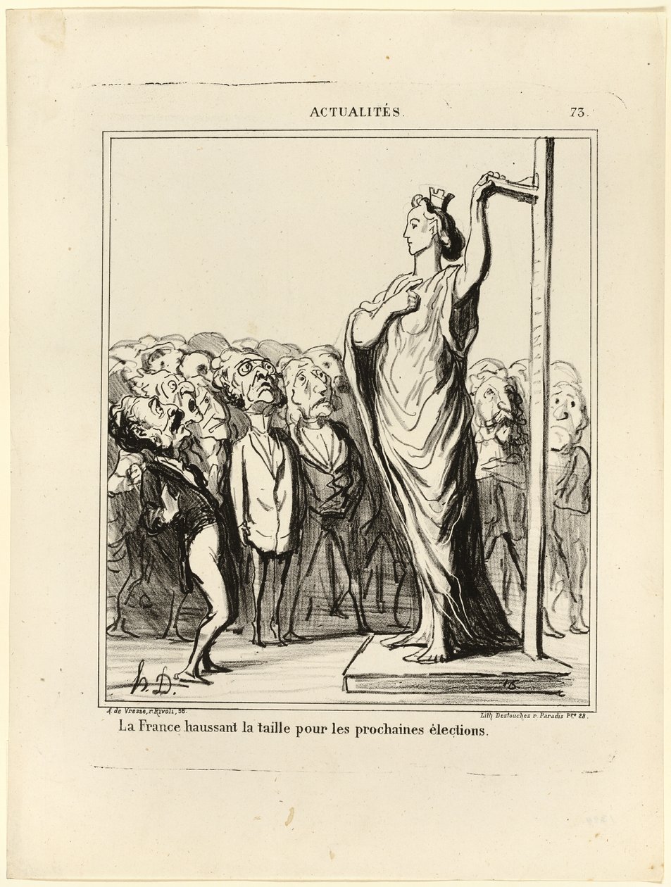 Francie se připravuje na to, aby její kandidáti prošli měřením norem, talíř 73 z Actualités od Honoré Victorin Daumier