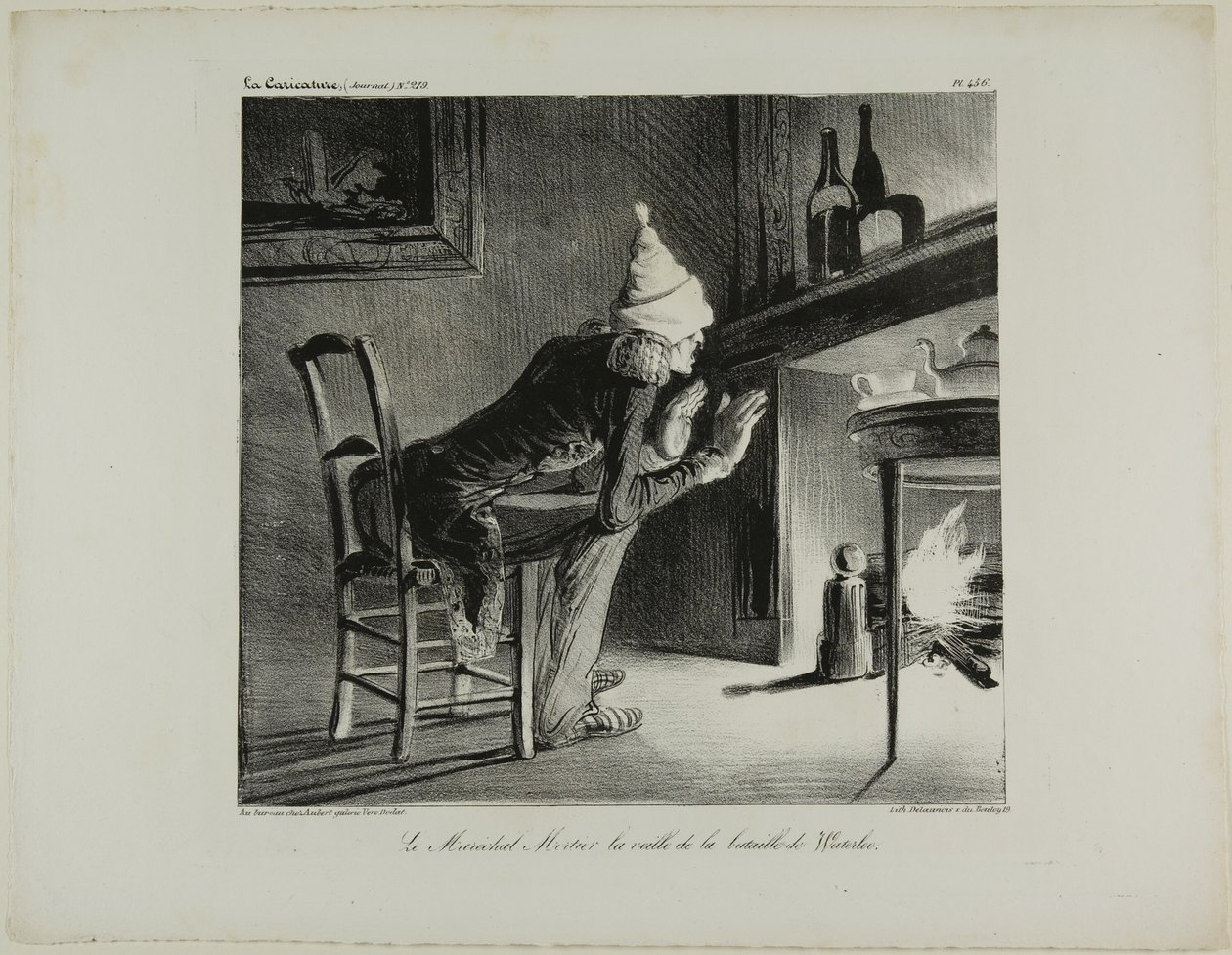 Generál Mortier, večer před bitvou u Waterloo, štítek 456 od Honoré Victorin Daumier