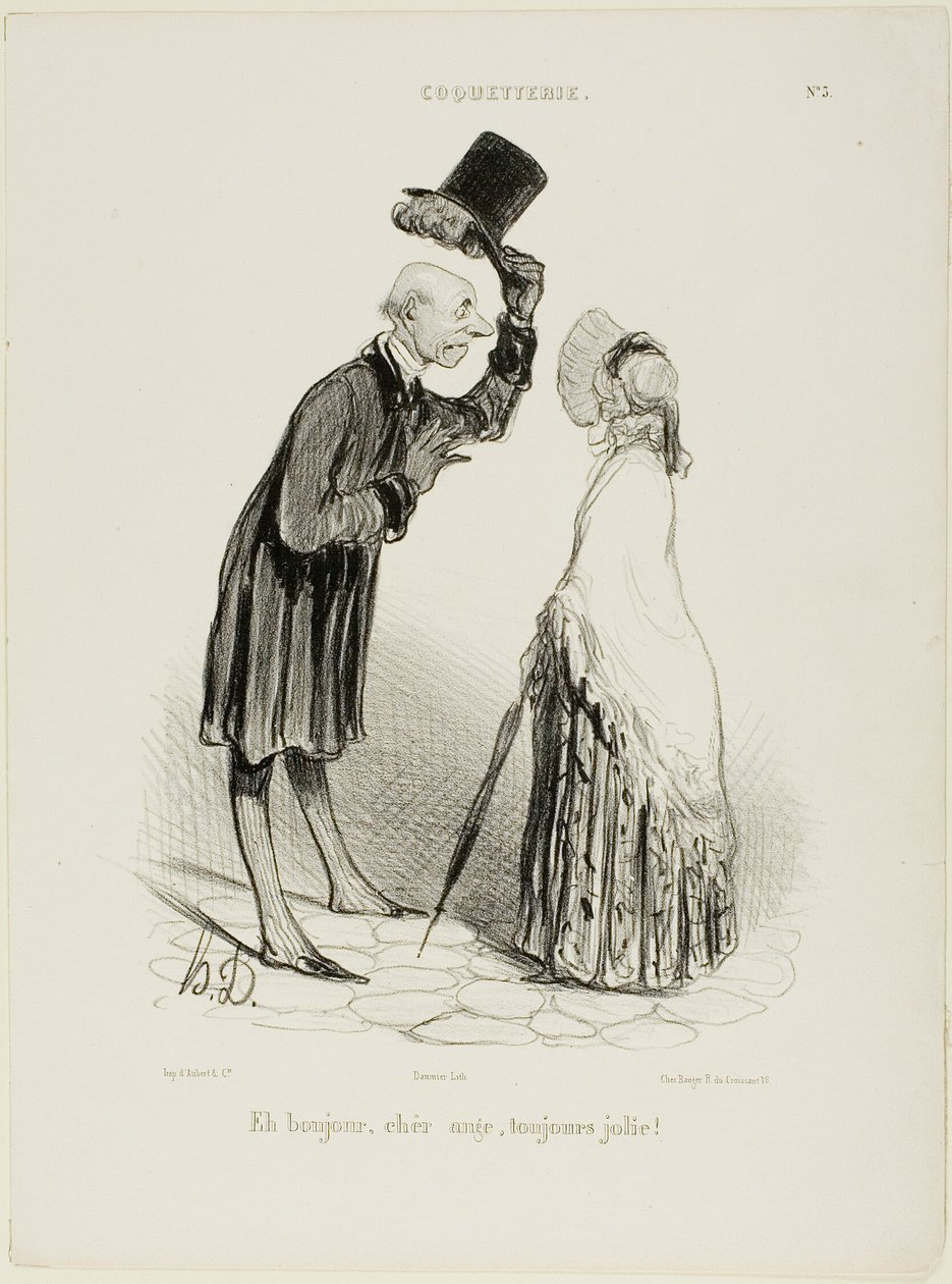 "Ahoj, Anděli, vždy krásná...," talíř 3 z Coquetterie od Honoré Victorin Daumier