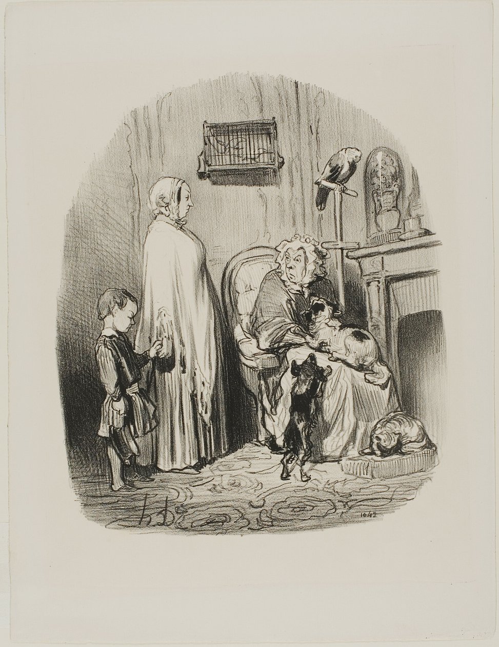 "Nepronajímám lidem s dětmi," tabulka 14 od Locataires Et Propriétaires od Honoré Victorin Daumier