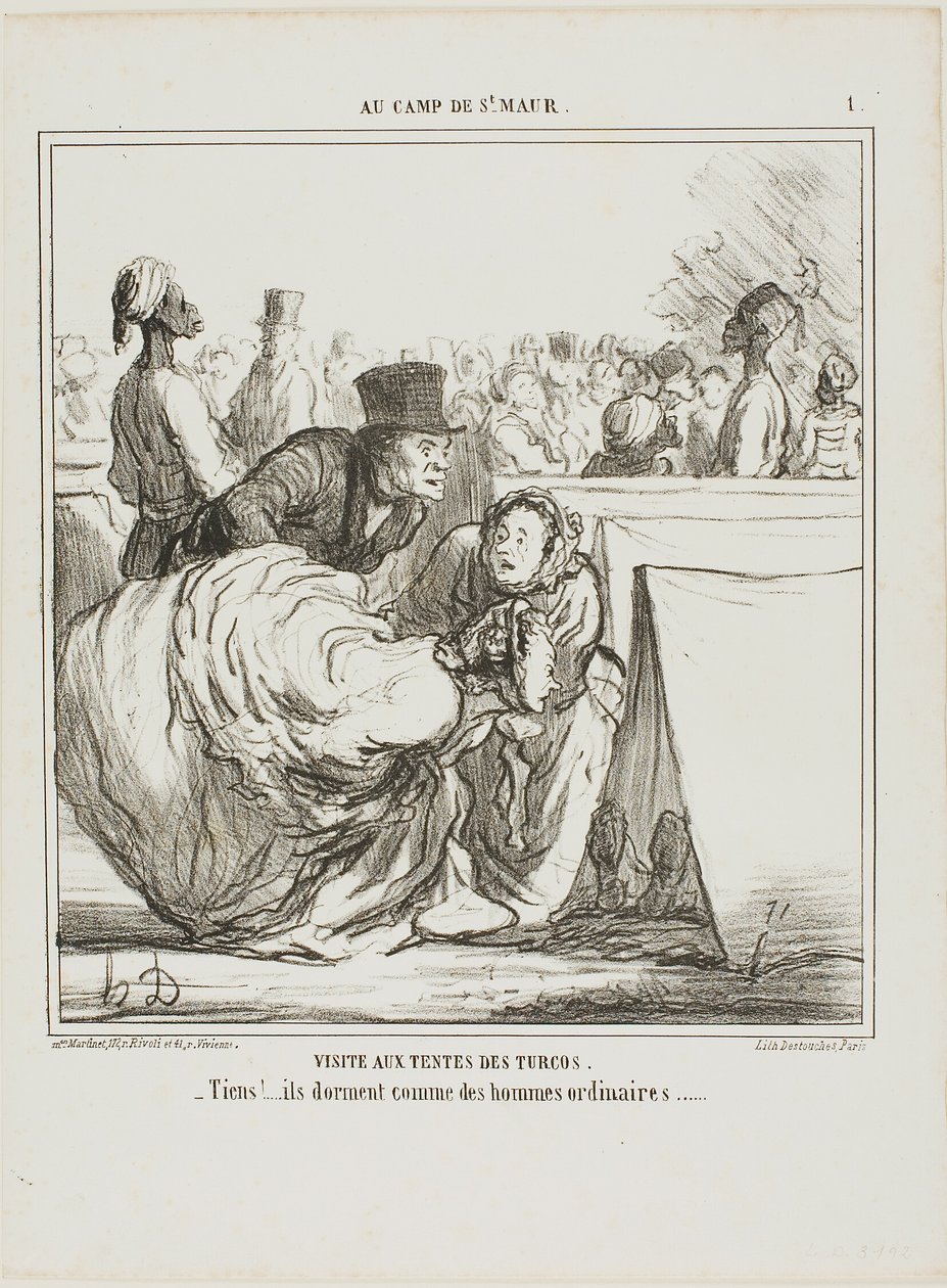 "Nechci jít do tak hluboké vody...... tam jsou určitě velké ryby!," talíř 1 z Enfantillages od Honoré Victorin Daumier