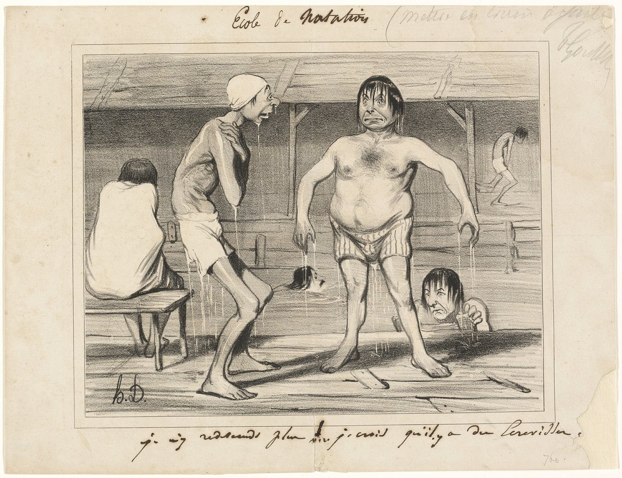 Už tam nepůjdu! - Myslím, že tam dole jsou raci..., deska z Les Baigneurs od Honoré Victorin Daumier