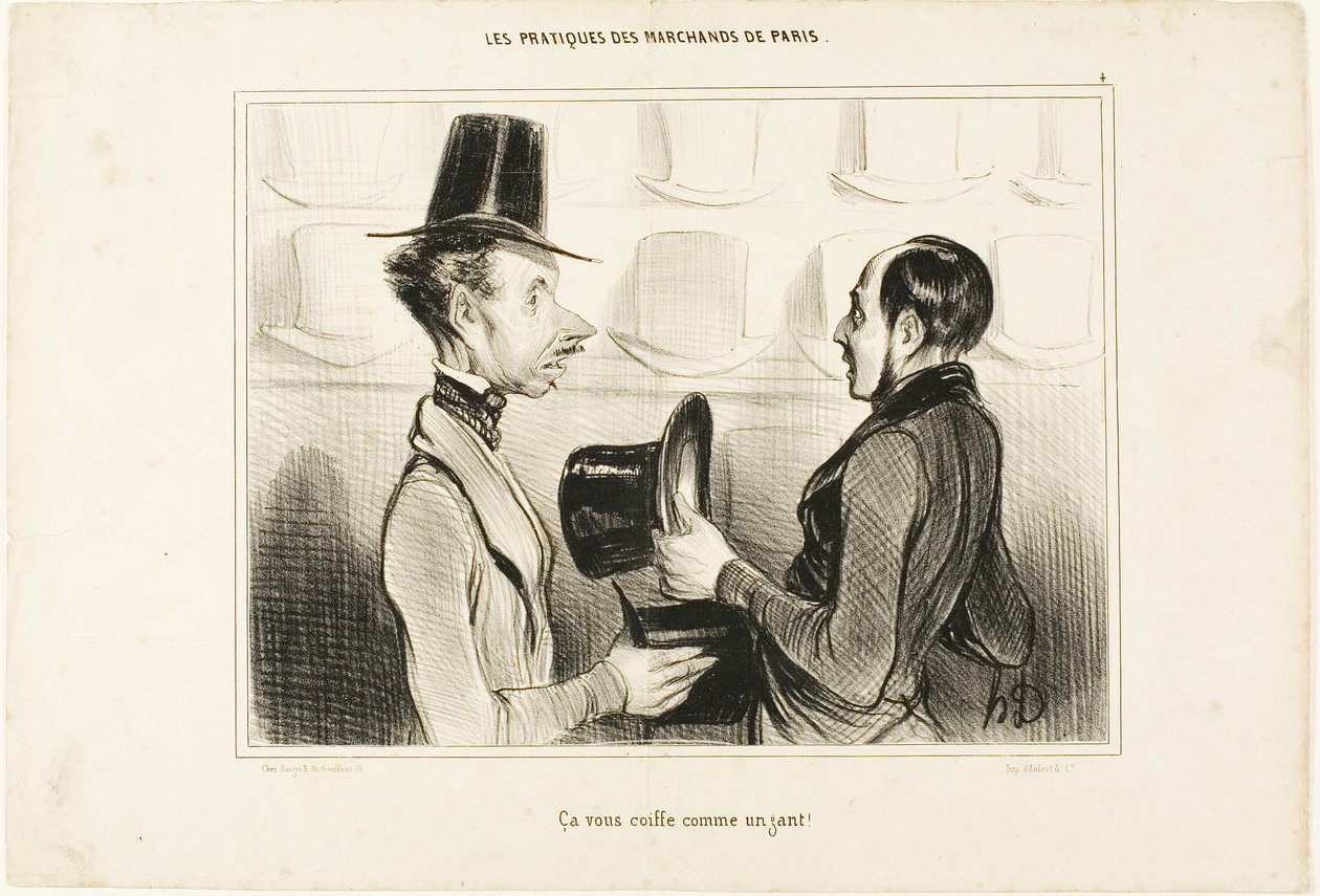 "Padne vám jako ulitý!", talíř 34 z Types Parisiens od Honoré Victorin Daumier