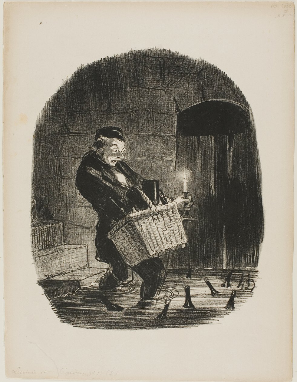 Pronájem bytu v blízkosti řeky je nevýhodný, talíř 13 od Locataires et Propriétaires od Honoré Victorin Daumier