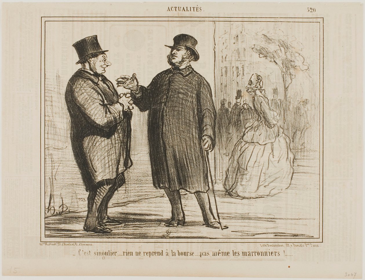Je to zvláštní: na burze se nic nezvedá, ani kaštany!, talíř 520 z Actualités od Honoré Victorin Daumier