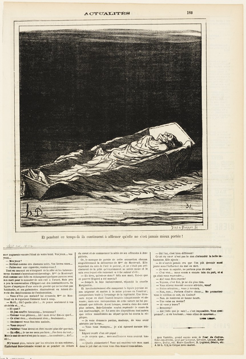 Mezitím stále trvají na tom, že nikdy nebyla lepší, talíř 183 z Actualités od Honoré Victorin Daumier