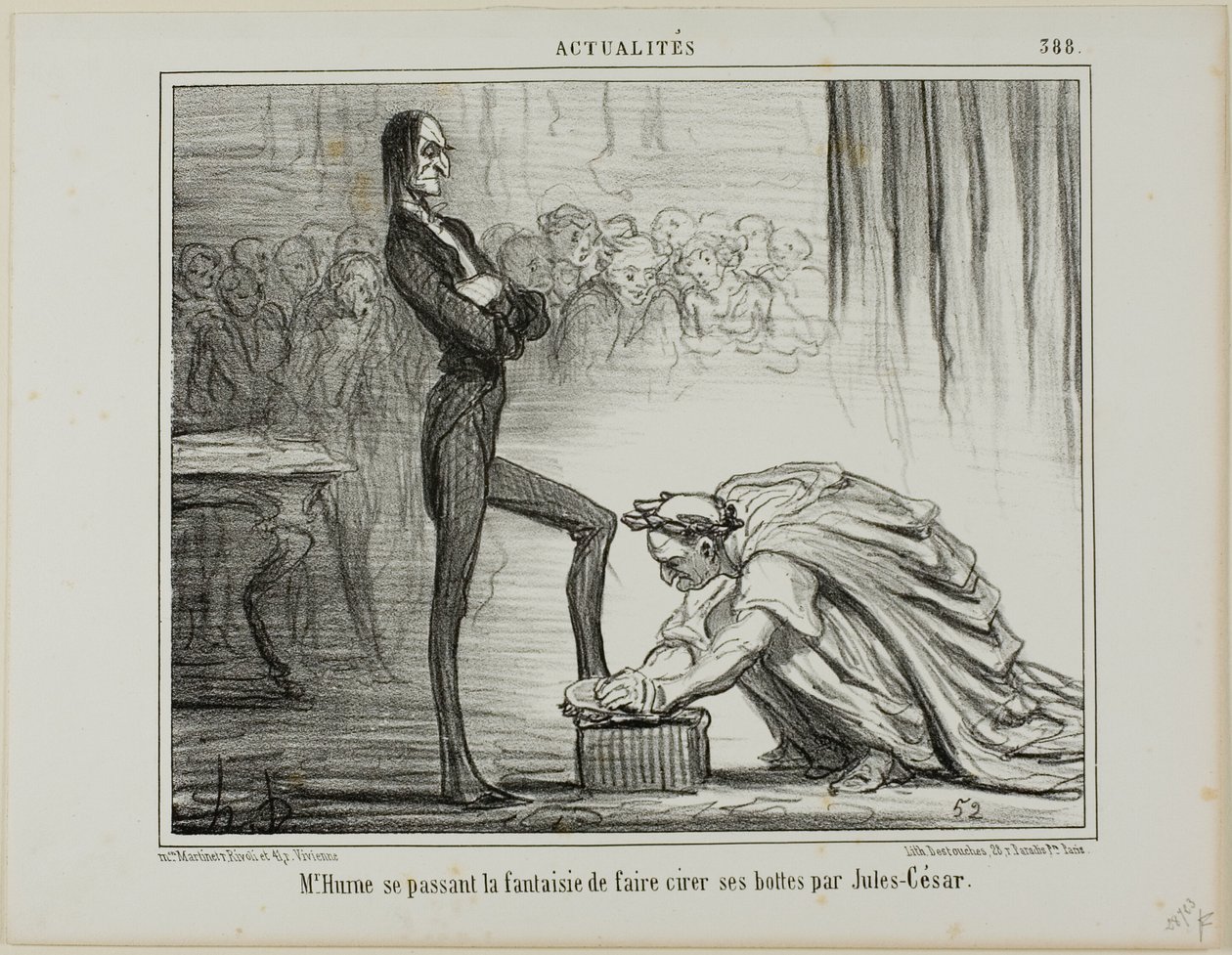 Pan Hume fantazíruje o tom, jak si Julius Caesar leští boty, deska 388 z Actualités od Honoré Victorin Daumier