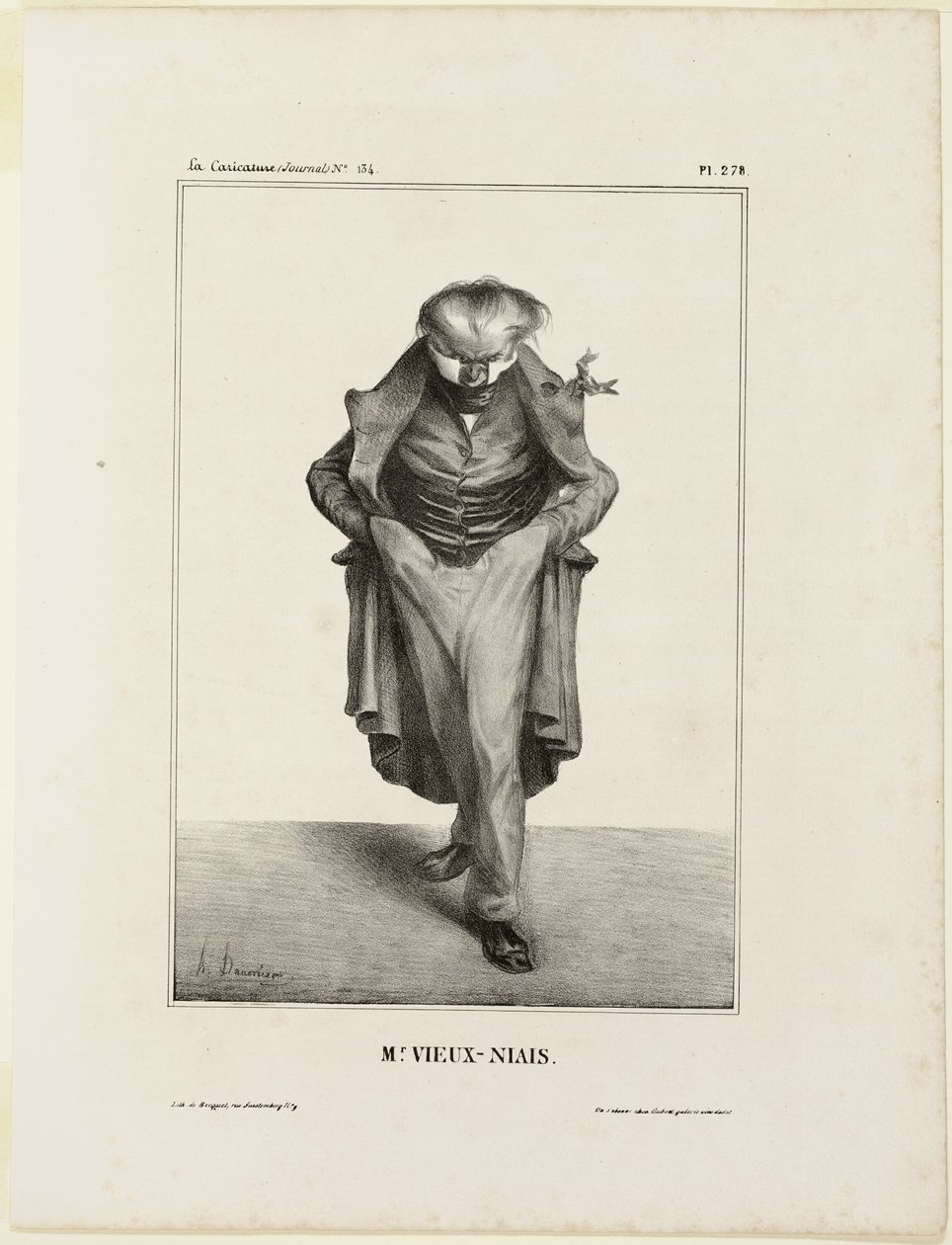 Pan Vieux-Niais, deska 278 z knihy Célébrités de la Caricature od Honoré Victorin Daumier