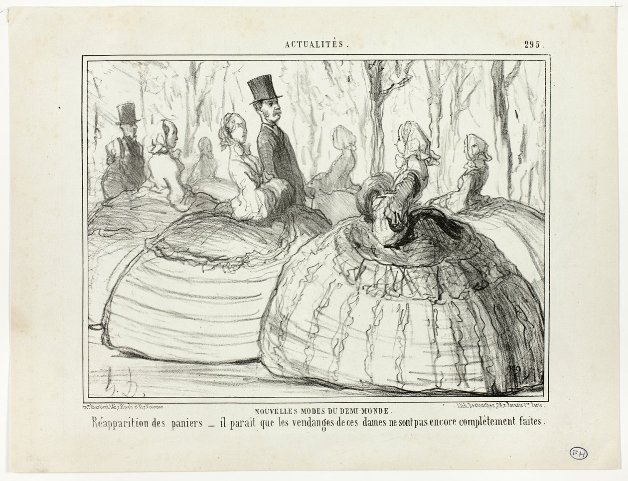 Nová móda polosvěta. Znovuobjevení košíků - zdá se, že tyto dámy ještě neskončily se sklizní, talíř 295 z Actualités od Honoré Victorin Daumier