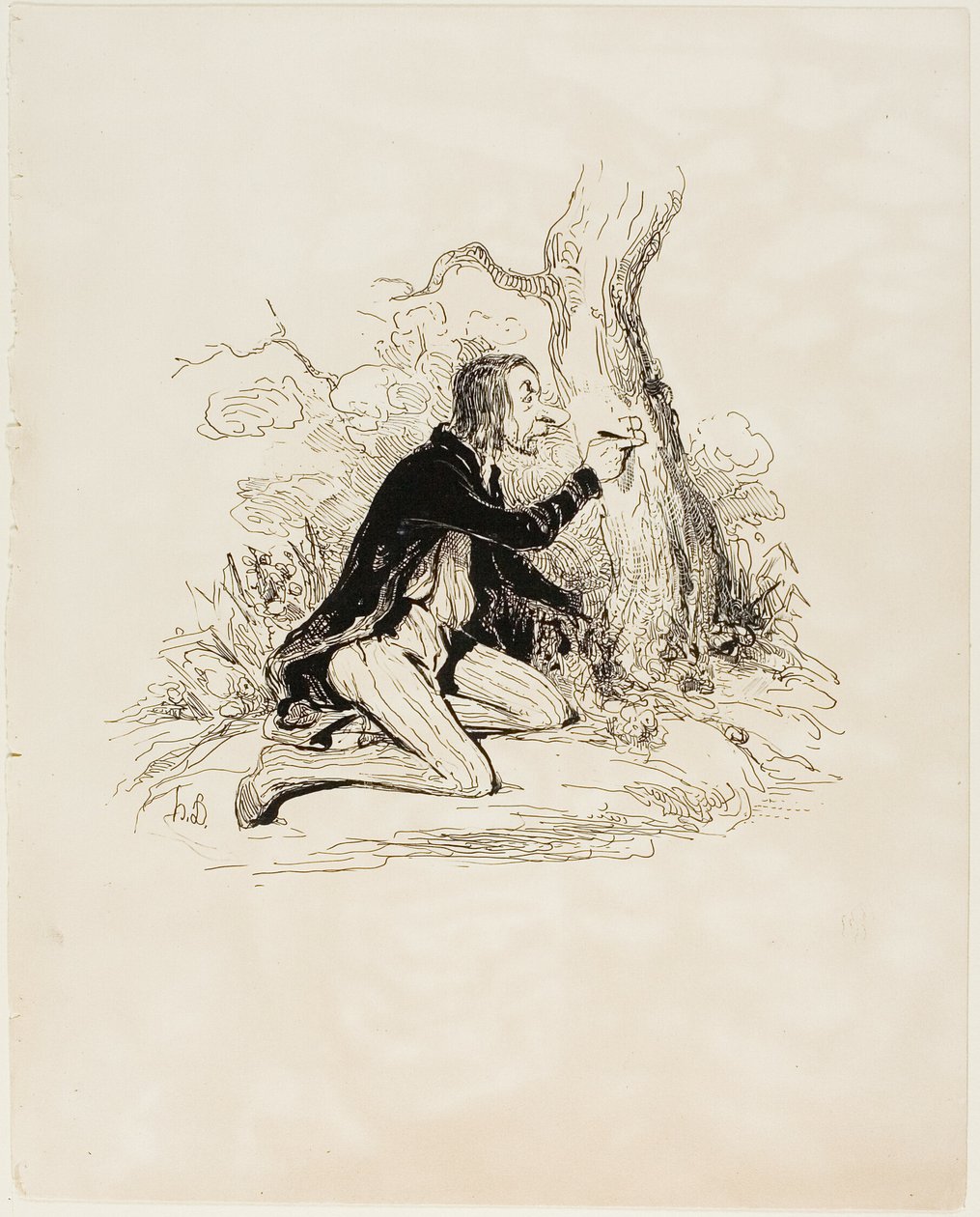 Chudák mladý muž! Ještě jeden dopis a jeho morální situace bude naprosto jasná, deska 1 ze Sentimens Et Passionsa od Honoré Victorin Daumier