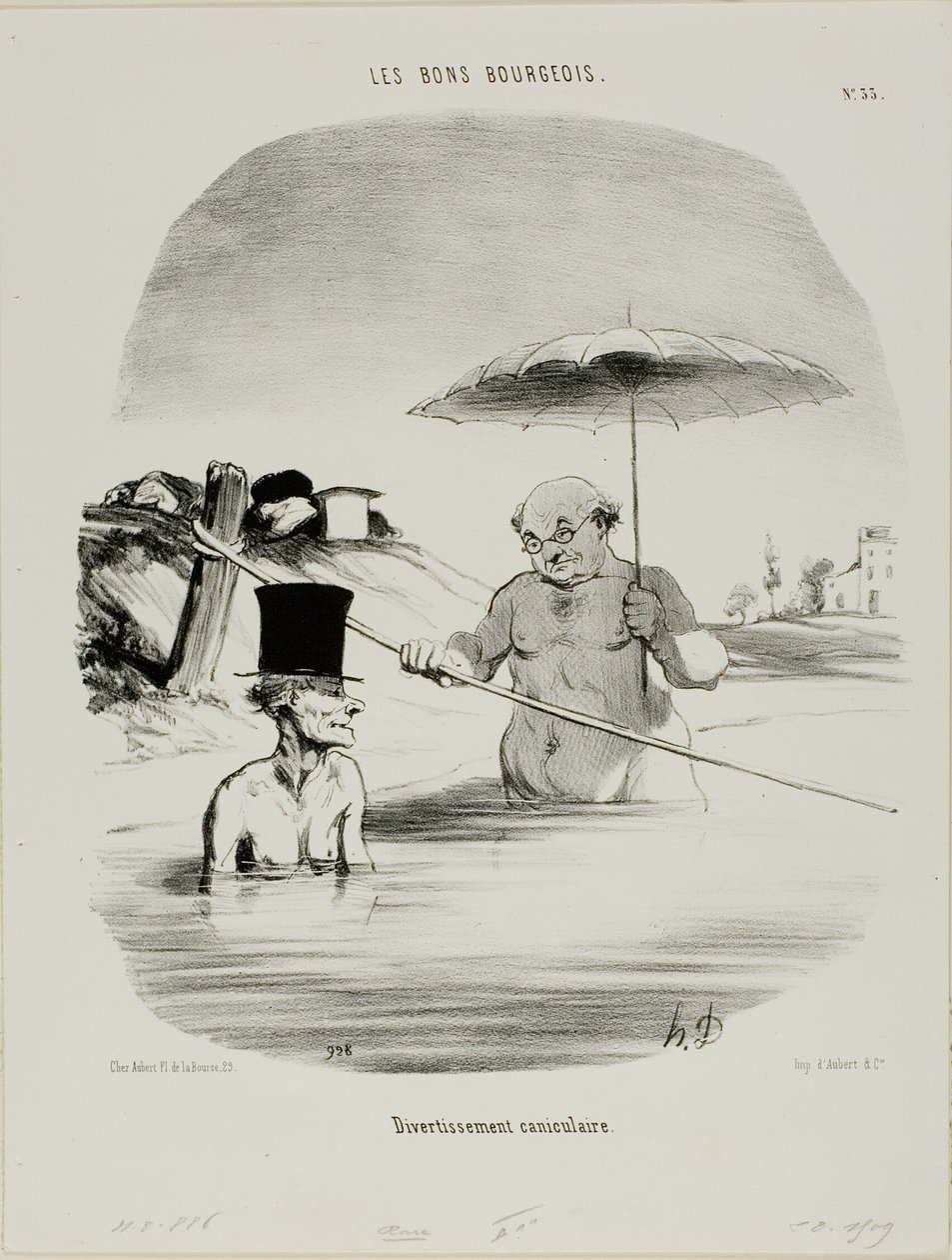 Relaxace během psích dnů, talíř 33 od Les Bons Bourgeois od Honoré Victorin Daumier
