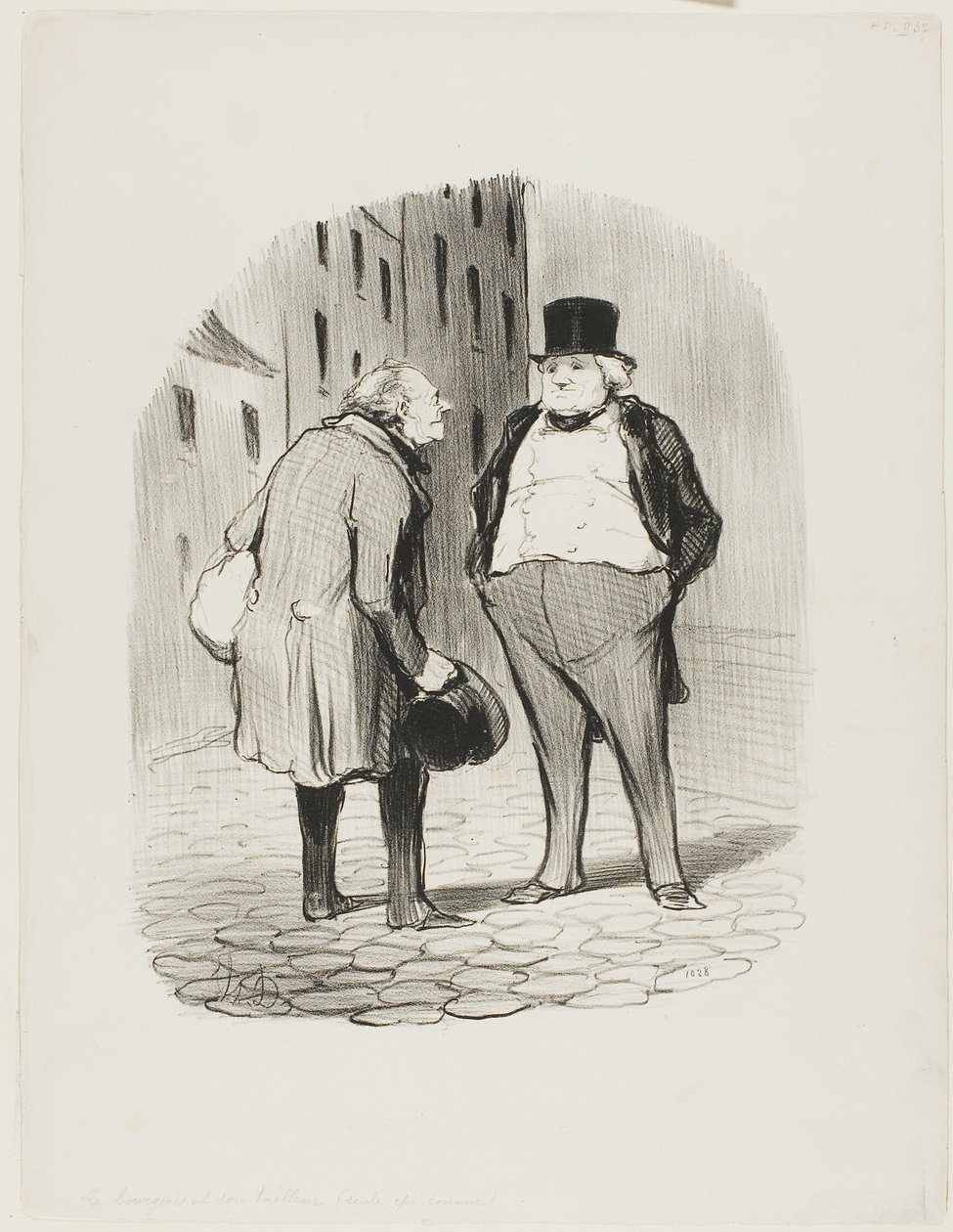 Měšťan a jeho krejčí, deska 5 z knihy Les Bons Bourgeois od Honoré Victorin Daumier
